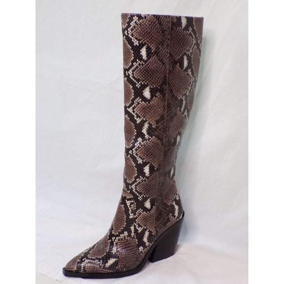 VINCE CAMUTO Gravana Knee High Western Boot Brown Snake 6 NEW $229 - Picture 6 of 10